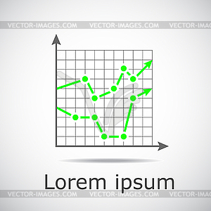 Growth chart with two graphs on grid and gradient - vector image