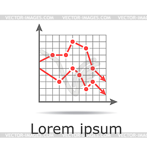 Drop chart with two graphs on grid and gradient - vector image