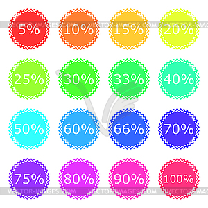 Discount labels color icon set - vector clipart