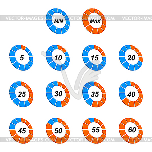 Scale of stopwatch in different positions - royalty-free vector image