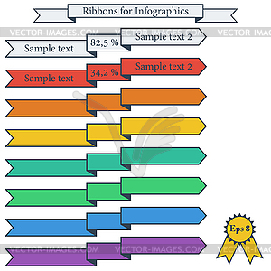 Flat retro colored ribbons - vector clip art