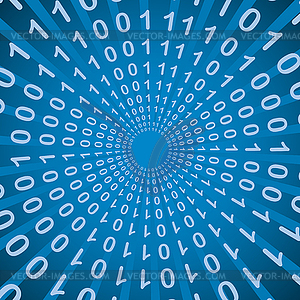 Binary code bang, radial pattern - vector clip art