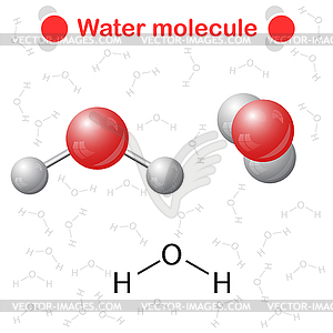 Молекула воды: значок и химическая формула - изображение векторного клипарта