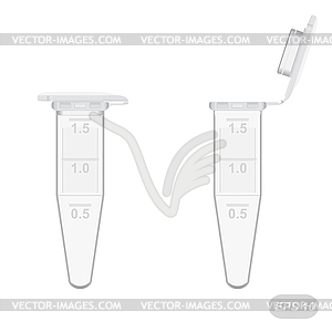 Empty plastic 1.8 ml Eppendorf tubes - vector clip art