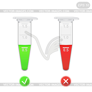 Positive and negative samples in Eppendorf tubes - vector image