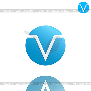 V letter logo concept on gradient plate - vector clip art