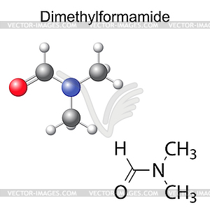 Химическая формула и модель диметилформамиде - изображение в векторе / векторный клипарт