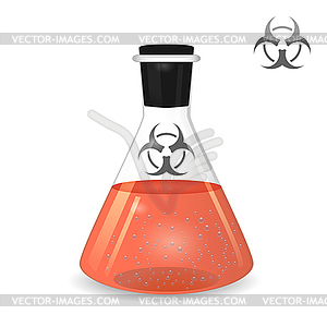 Chemical conical flask with toxic solution - royalty-free vector image