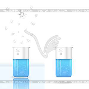 Chemical beaker with evaporating solution - vector clipart