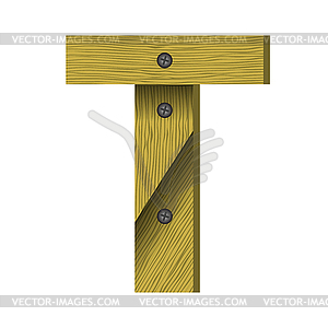 Wood letter T - vector clipart