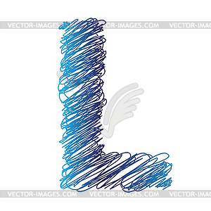 Sketched letter L - vector image