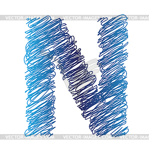 Sketched letter N - vector clip art