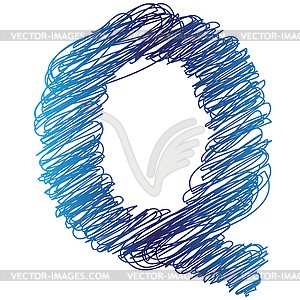 Sketched letter Q - vector image