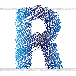 Sketched letter R - vector clip art