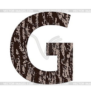 Letter G made of oak bark - vector image