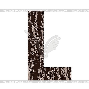 Letter L made of oak bark - color vector clipart