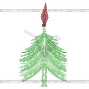 Christmas green tree - color vector clipart