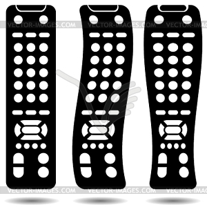 Silhouettes of TV remote - vector clip art