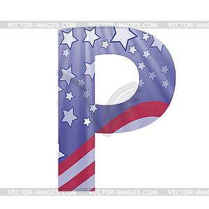 American flag letter P - vector clipart