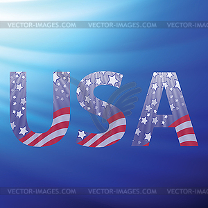 USA capital letters with flag pattern - color vector clipart