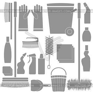 Cleaning Tools silhouettes - vector clipart / vector image