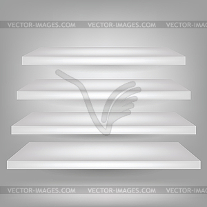 Empty white shelves - vector clip art