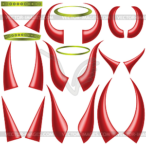 Angels halo and devils horns - vector clipart