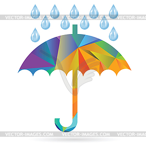 Umbrella colored polygonal silhouette - vector image