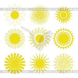 Sun icons set - vector image