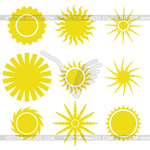 Sun icons set - vector clipart