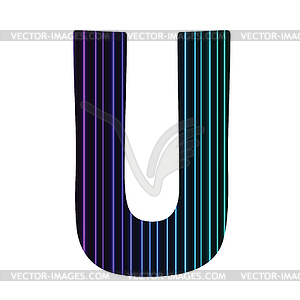 Neon letter U - vector image