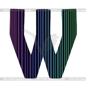 Neon letter W - vector image