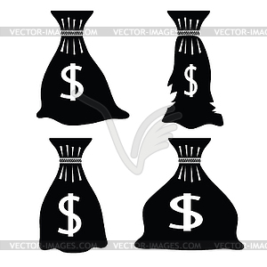 Money bag silhouettes - vector clip art