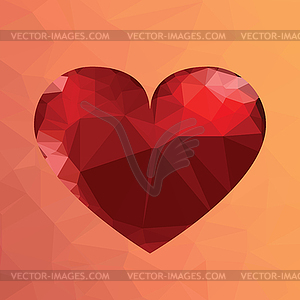 Сердце на красном фоне - изображение в векторном виде