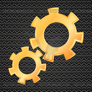 Gold gears - color vector clipart