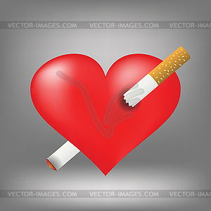 Cigarette and heart - vector clipart