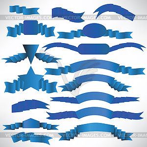 Blue ribbons with stripe - vector clipart