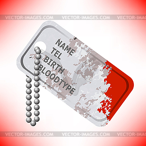 Military Dog Tag on Grey Background - vector clipart