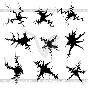 Set of Crack Silhouettes - vector image