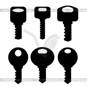 Keys Silhouettes Icons - vector image