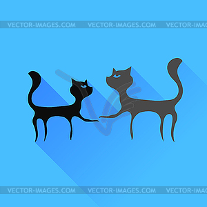 Two Cats Silhouettes - vector clipart