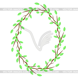 Spring Green Leaves Frame - vector clip art