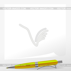 Yellow Pen and Paper - vector image