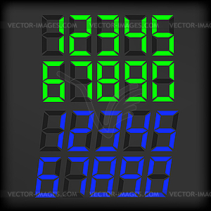 Set of Digital Clock Numbers - vector clip art