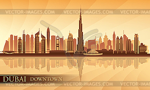 Дубай Downtown Горизонты города силуэт фон - векторизованное изображение клипарта