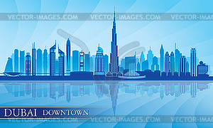 Dubai Downtown City skyline silhouette background - vector image