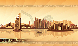 Dubai Jumeirah skyline silhouette background - vector image