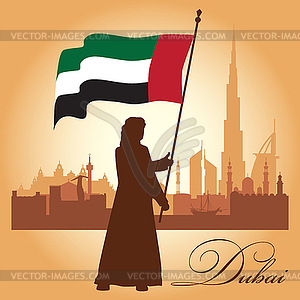 Dubai city skyline silhouette background - vector image