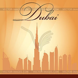 Dubai city skyline silhouette background - vector clipart