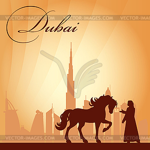 Dubai city skyline silhouette background - vector image